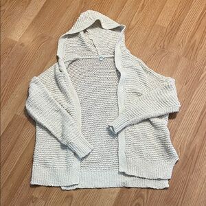 Aerie Cream Knit Hooded Cardigan